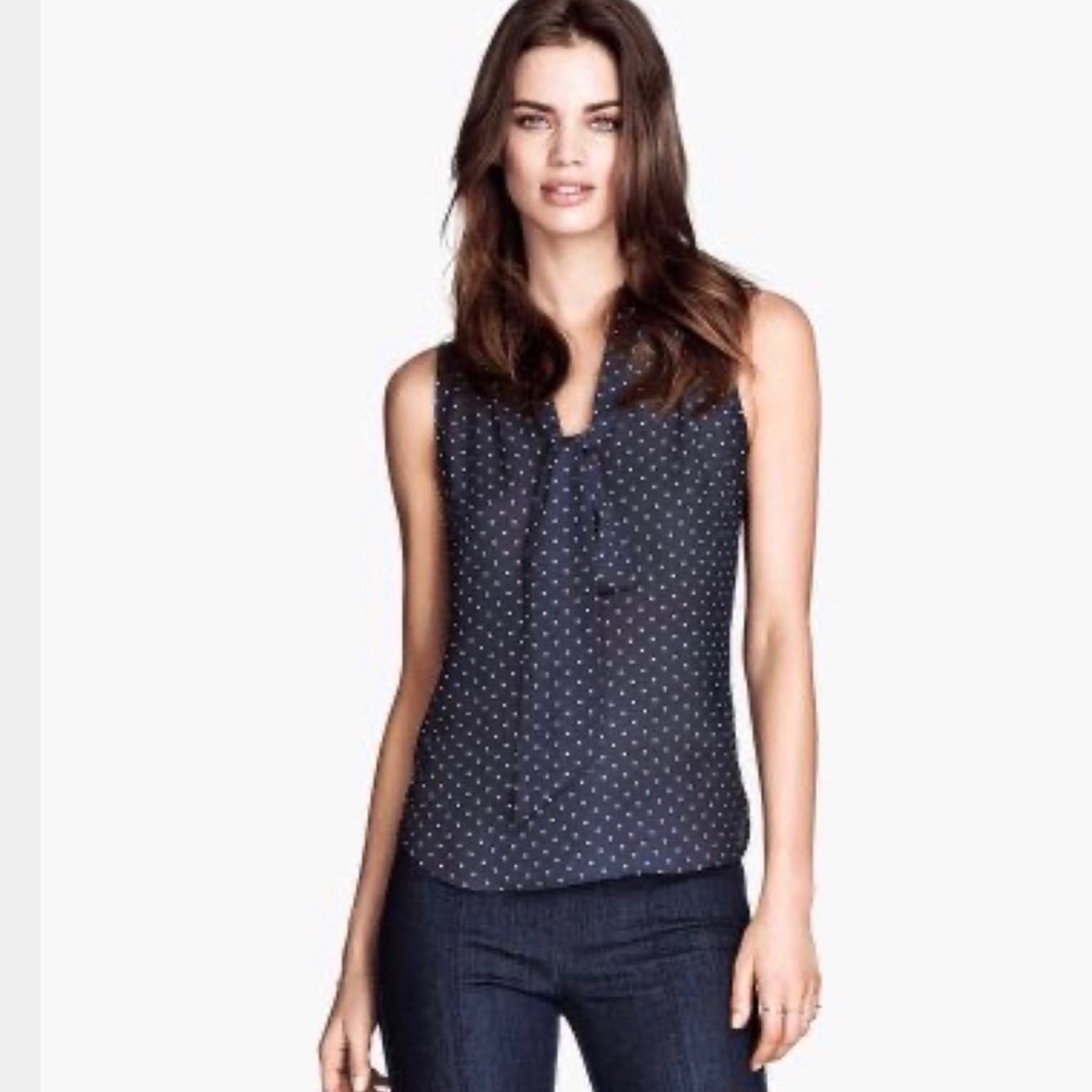 Polka dot sleeveless blouse